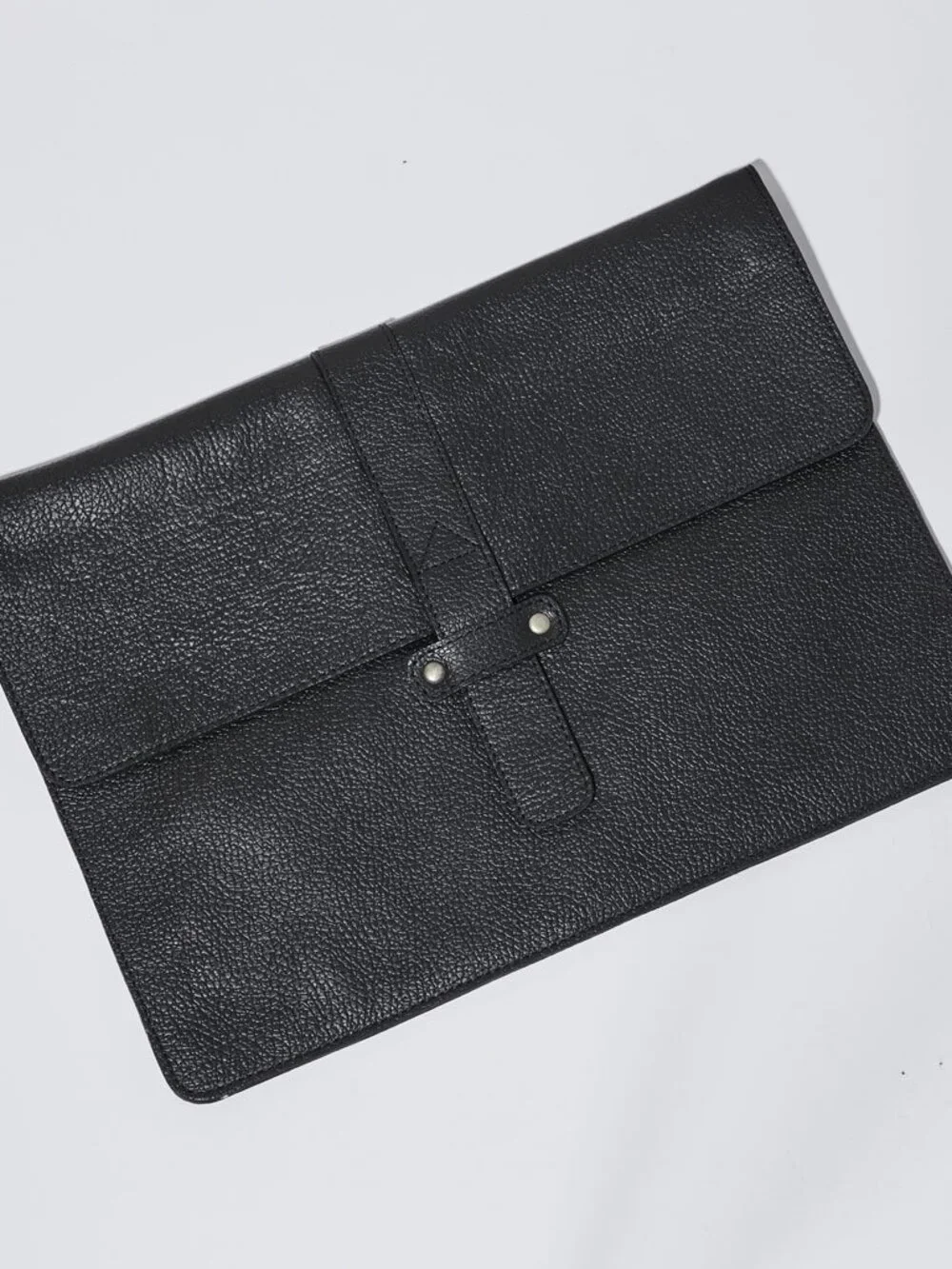 Small Black Leather Laptop Sleeve